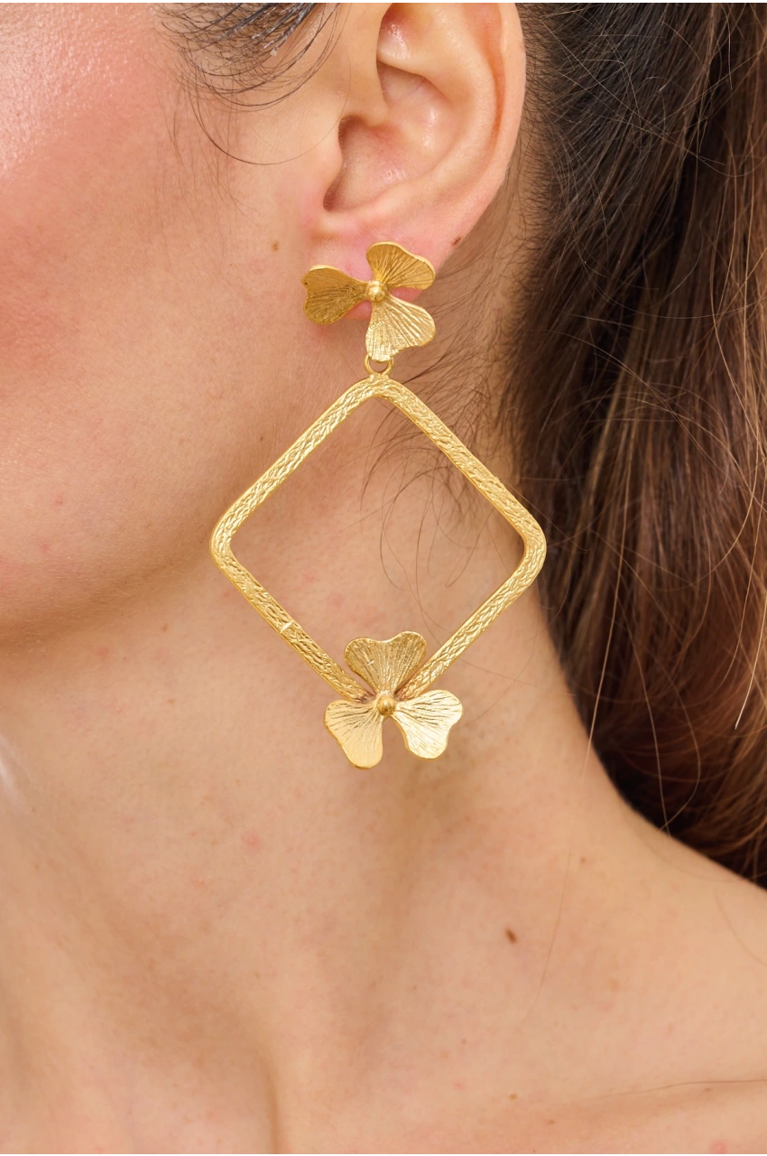 Kiraz Gold Plated Flower Earring