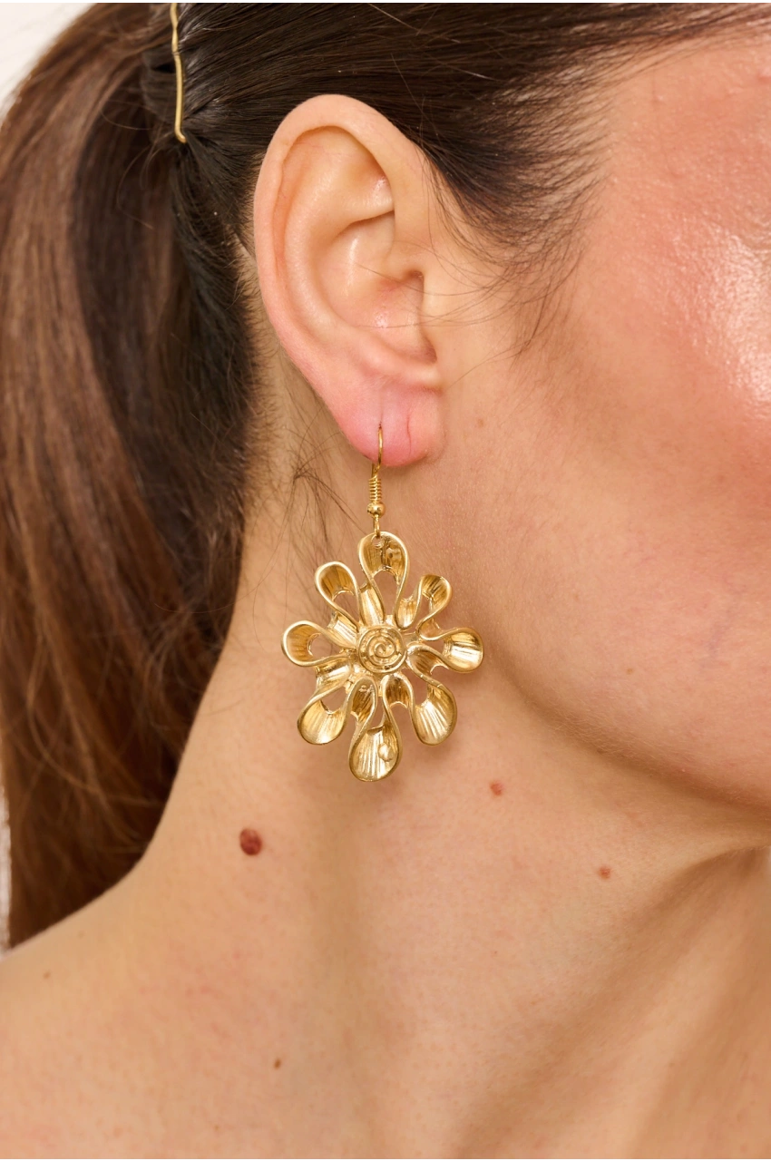 Kiraz Gold Plated Flower Earring