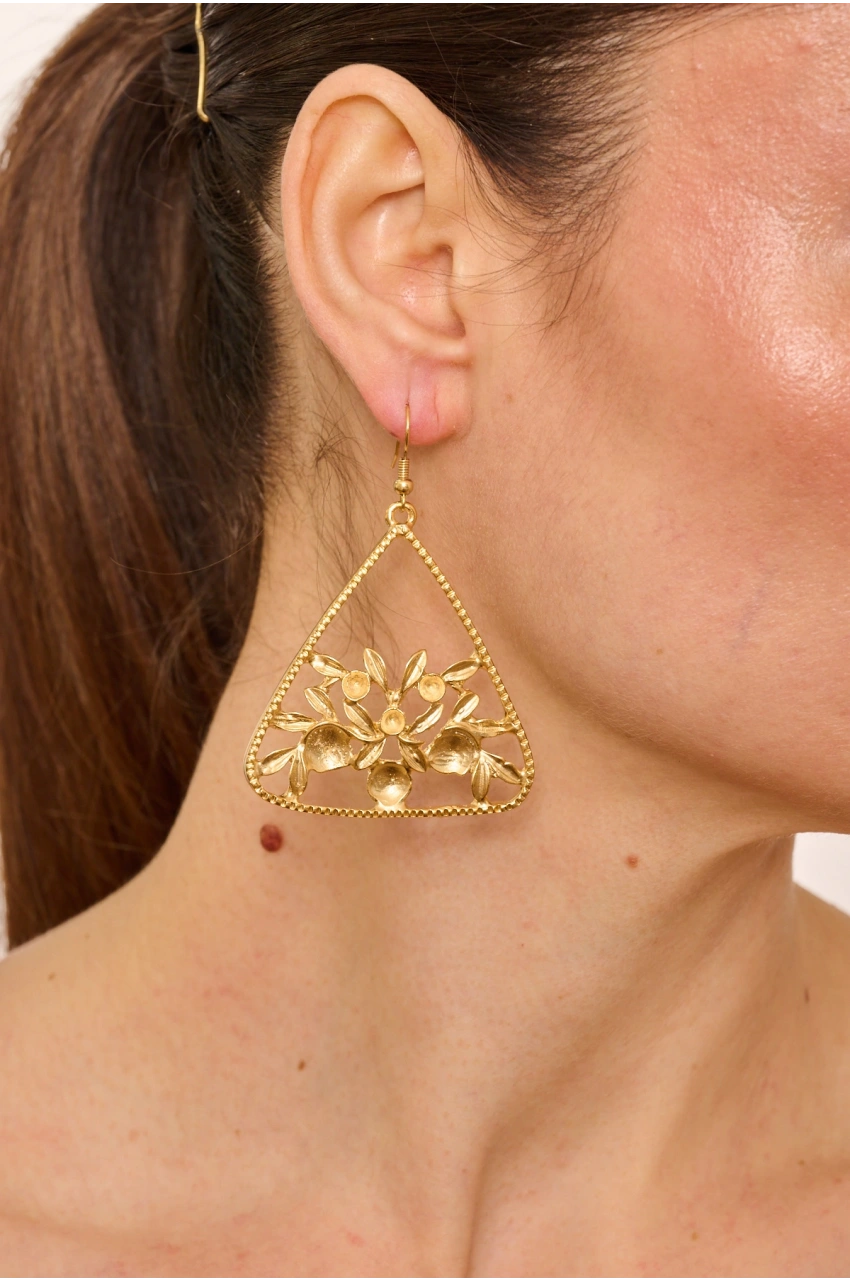 Kiraz Gold Plated Flower Earring