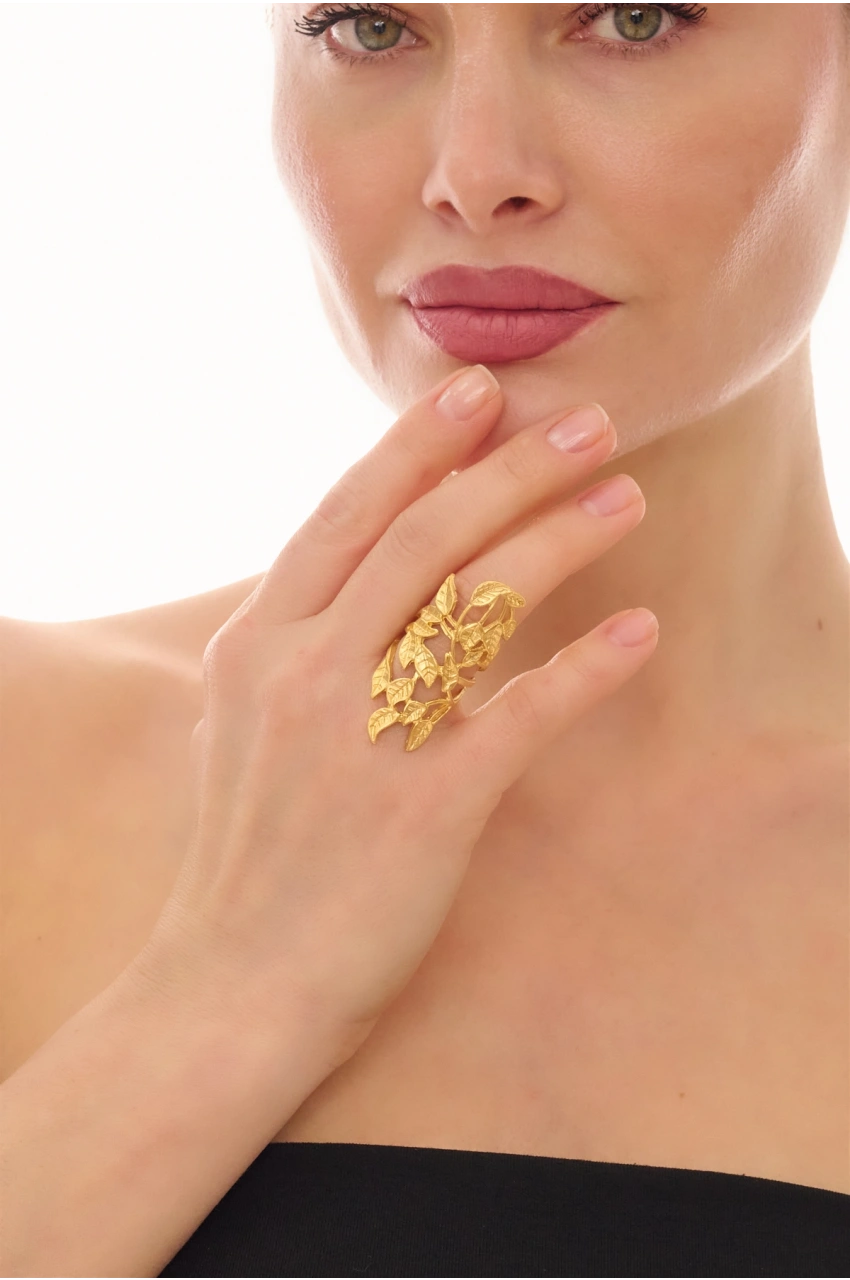 Kiraz Gold Plated Flower Ring