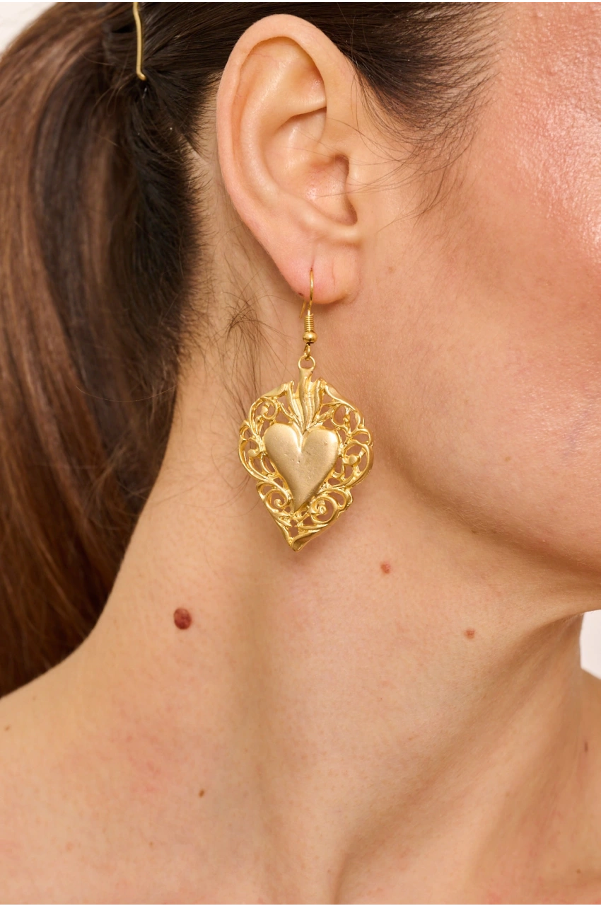 Kiraz Gold Plated Heart Earring
