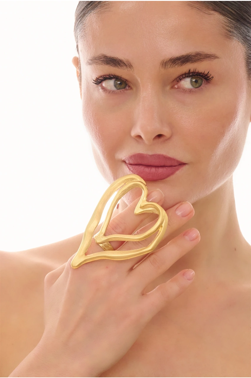 Kiraz Gold Plated Heart Ring