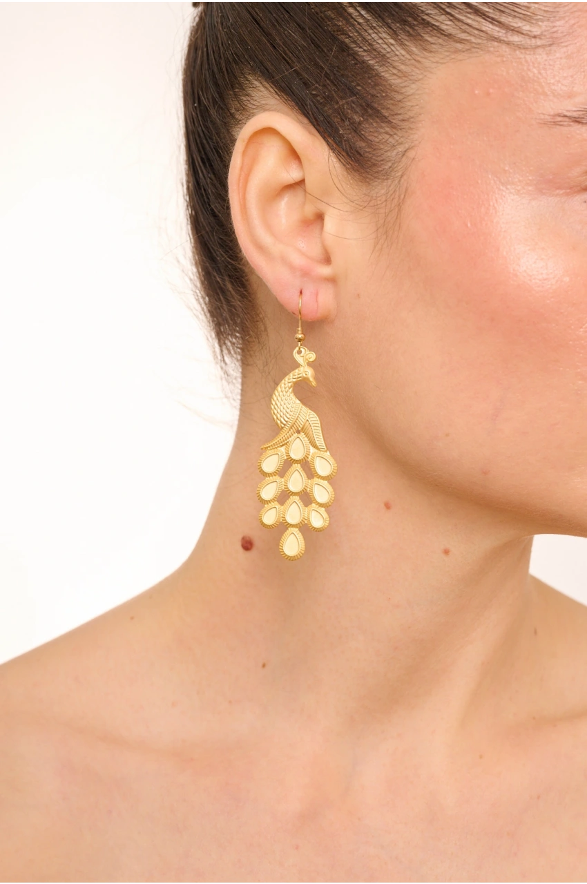 Kiraz Gold Plated Peacock Earring