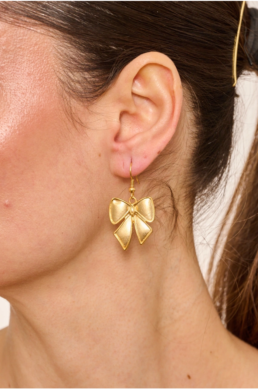 Kiraz Gold Plated Ribbon Earring
