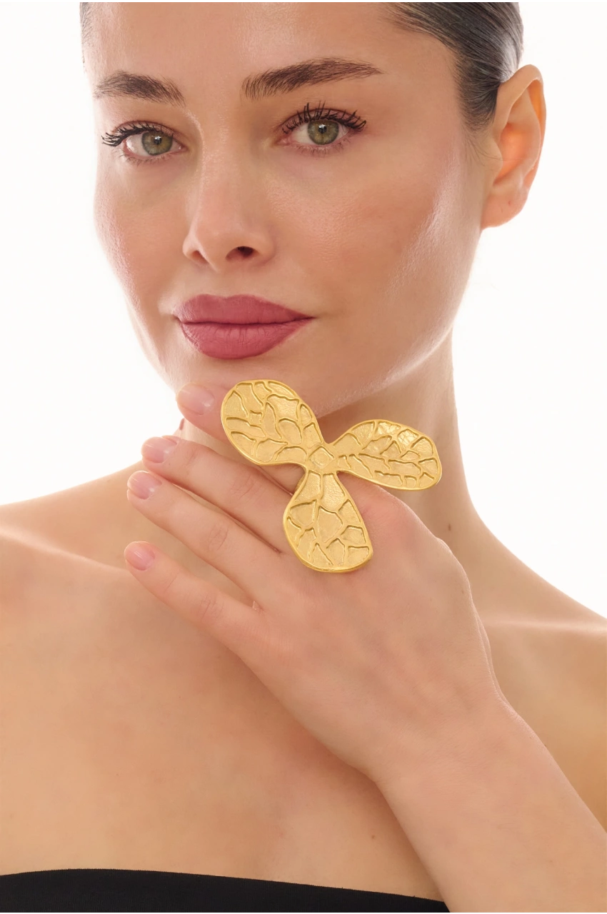 Kiraz Gold Plated Flower Ring