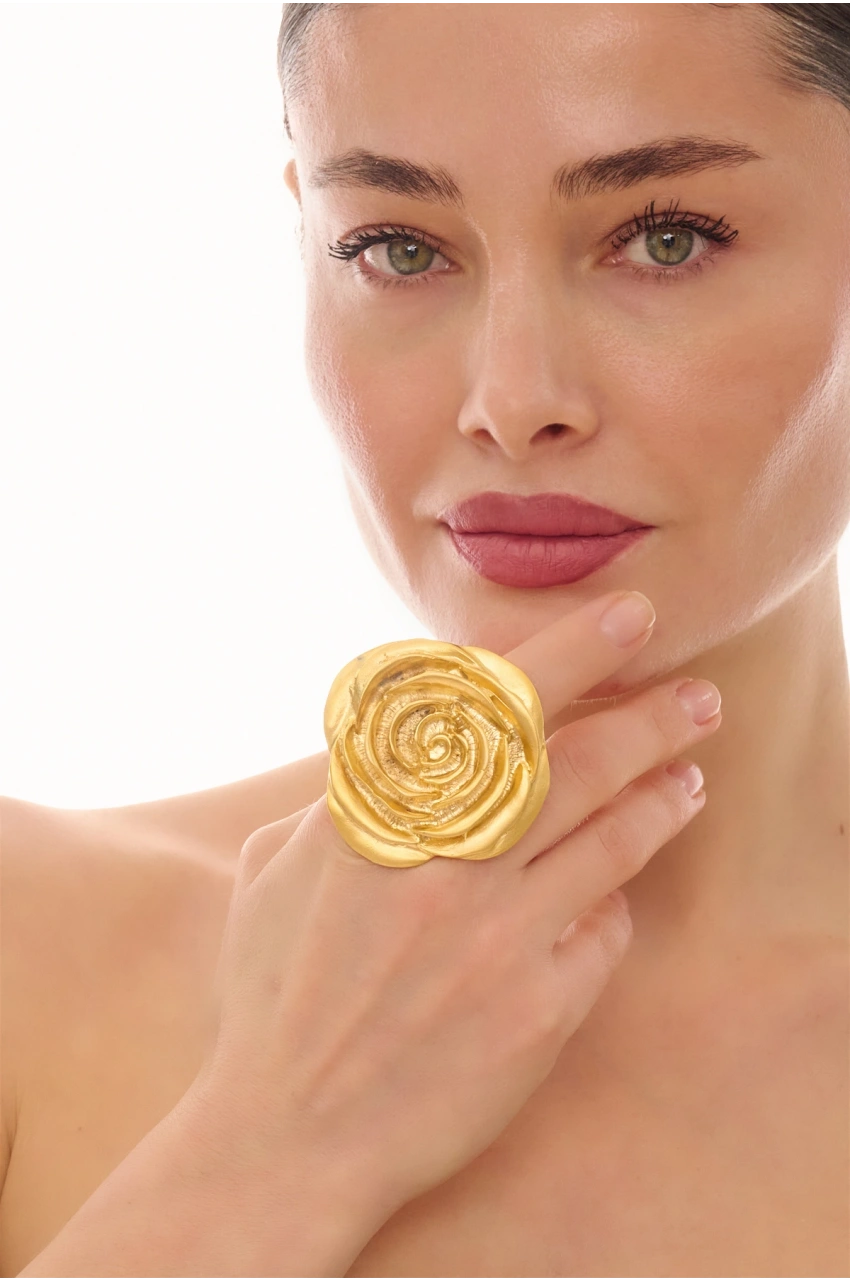 Kiraz Gold Plated Rose Ring