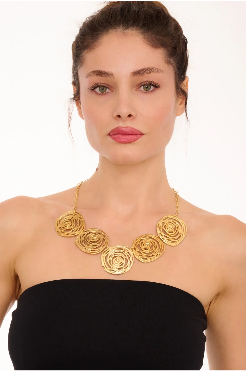 Kiraz Gold Plated Rose Necklace