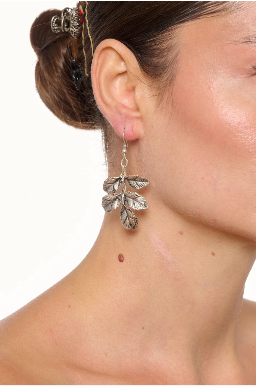 Kiraz Leaf Silver Plated Earring