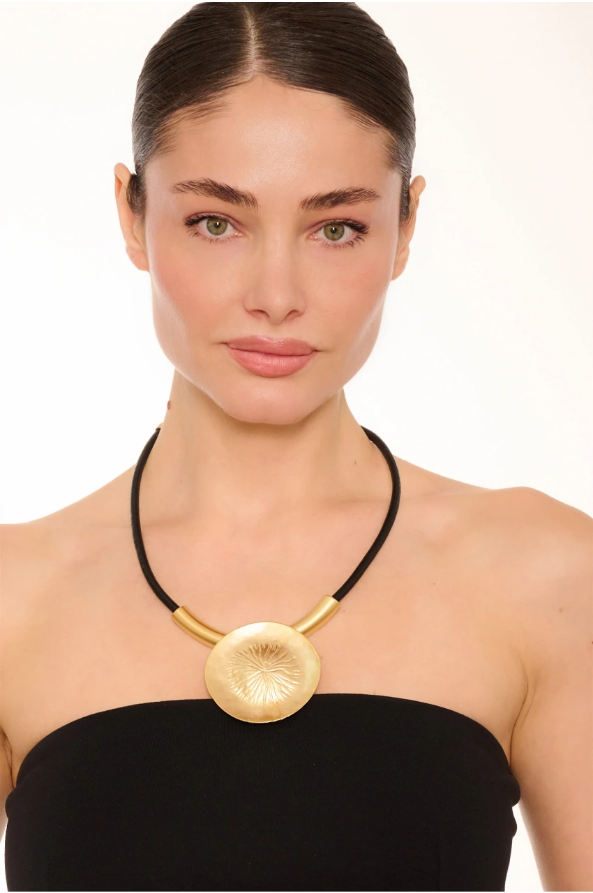 Kiraz Leather Gold Plated Necklace