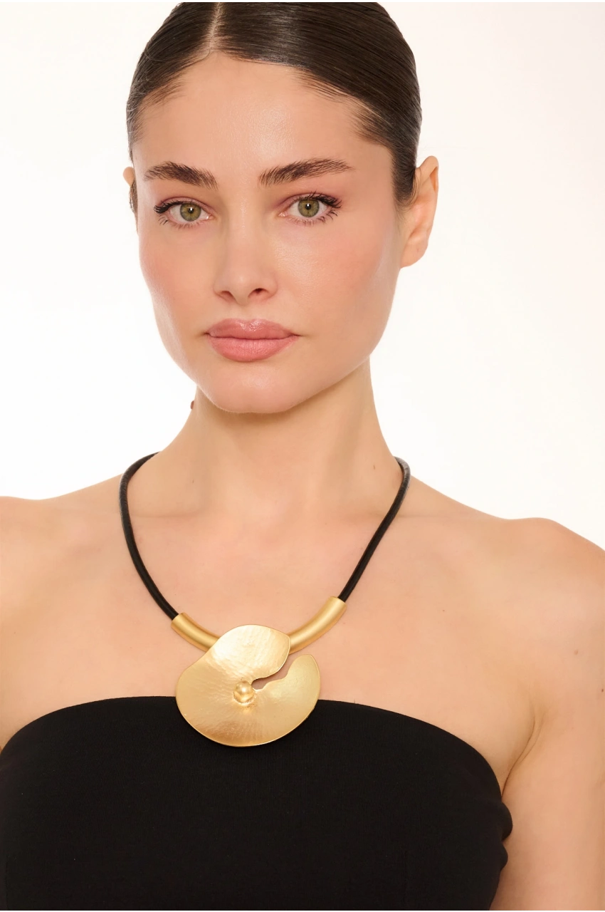 Kiraz Leather Gold Plated Necklace