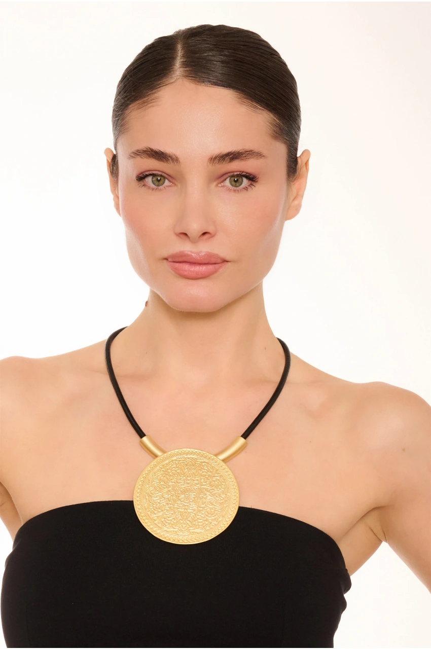 Kiraz Leather Gold Plated Necklace