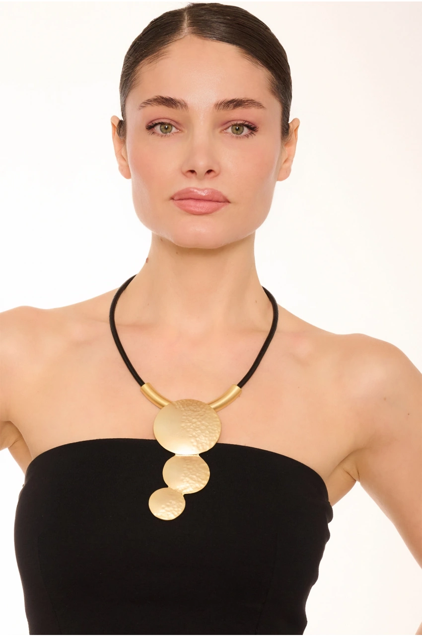 Kiraz Leather Gold Plated Necklace