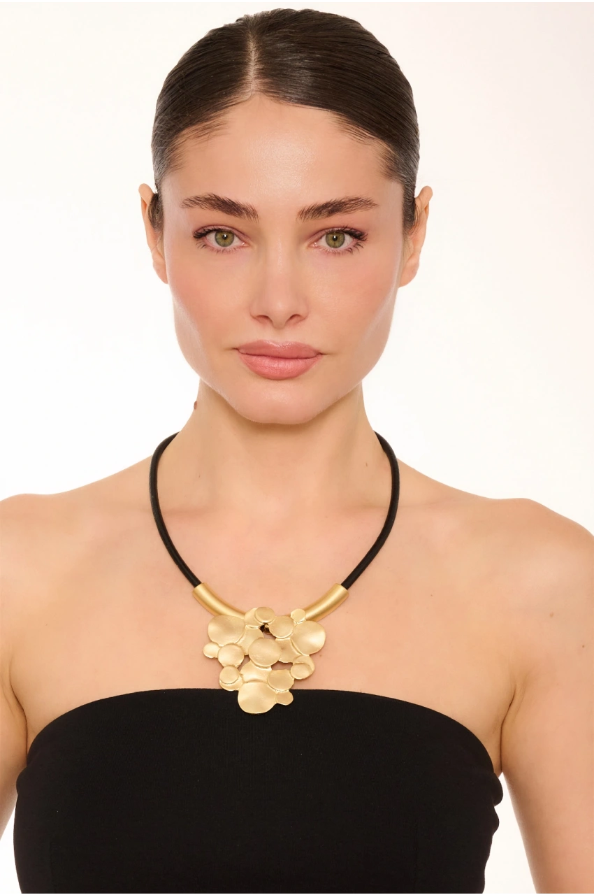 Kiraz Leather Gold Plated Necklace