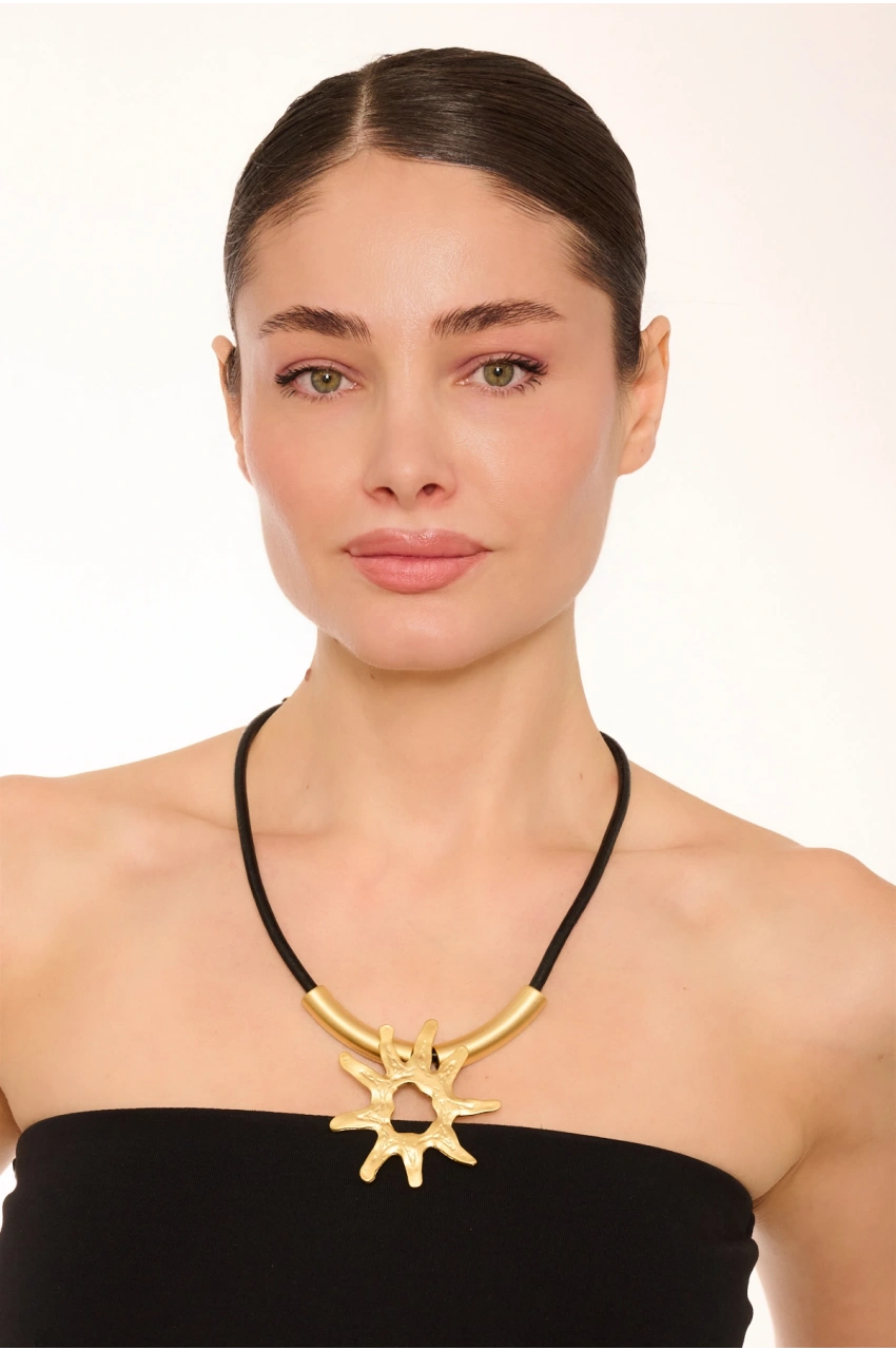 Kiraz Leather Gold Plated Necklace