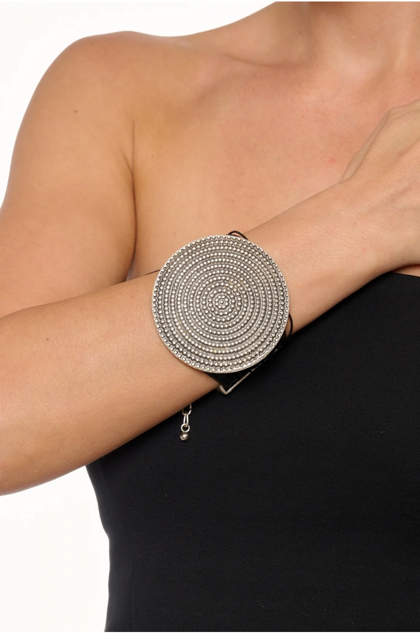 Kiraz Leather Silver Plated Bracelet