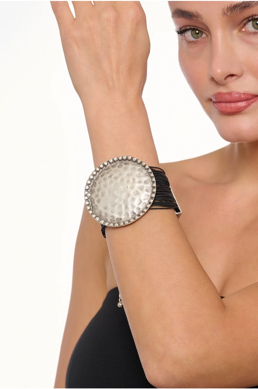 Kiraz Leather Silver Plated Bracelet