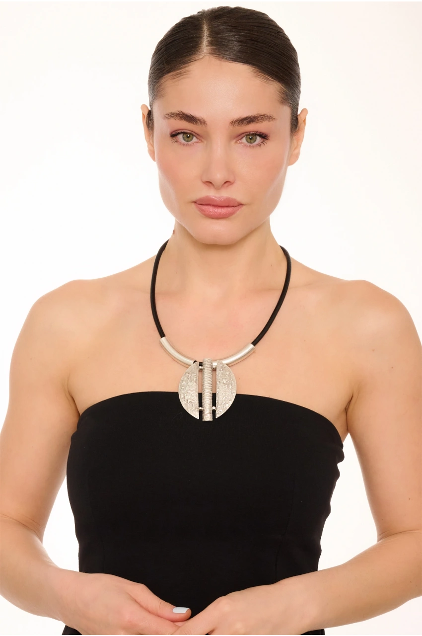 Kiraz Leather Silver Plated Necklace