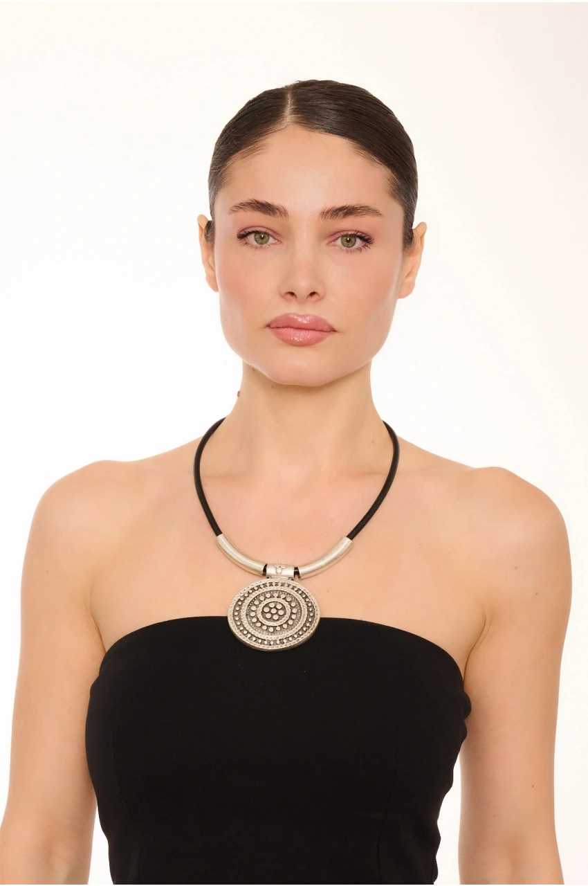 Kiraz Leather Silver Plated Necklace