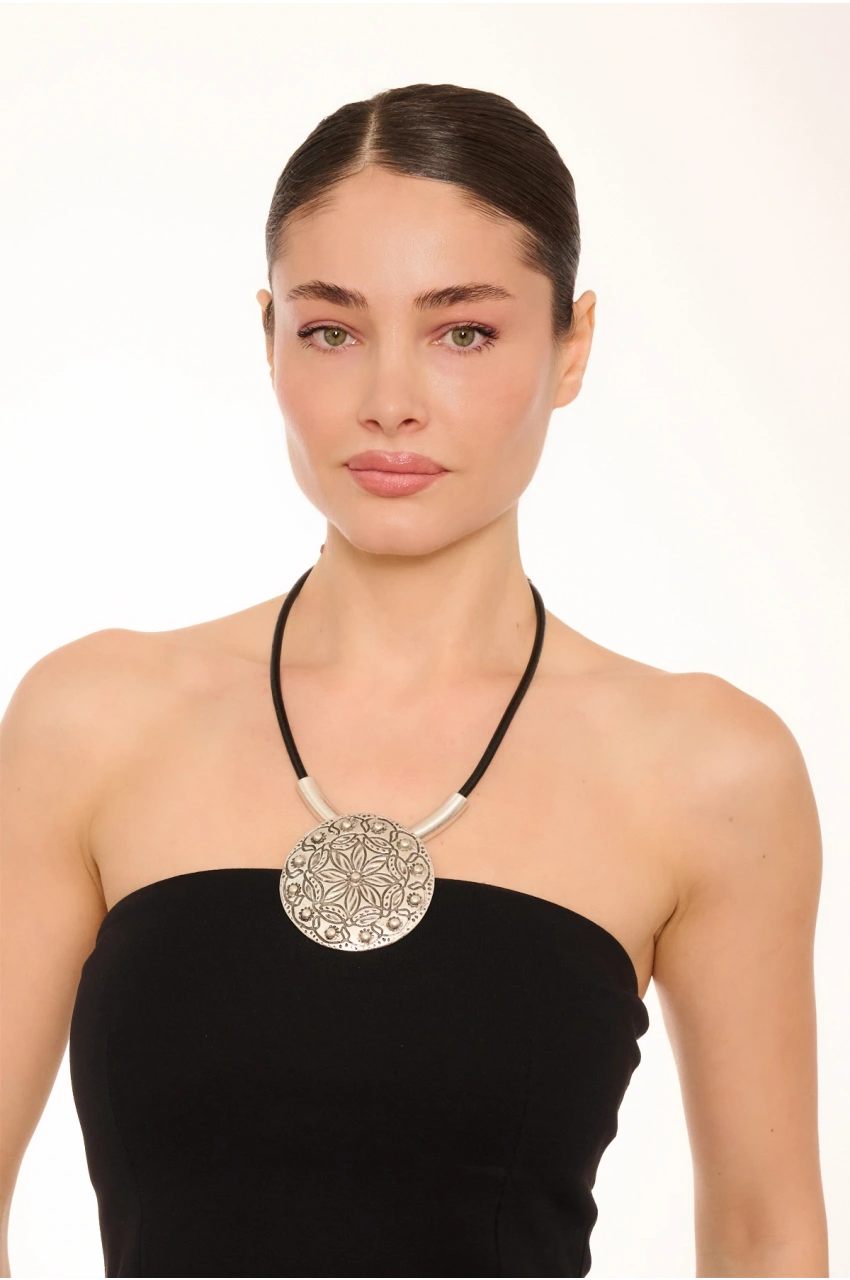 Kiraz Leather Silver Plated Necklace