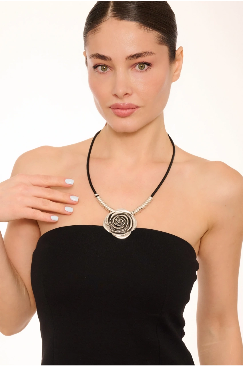 Kiraz Leather Silver Plated Necklace