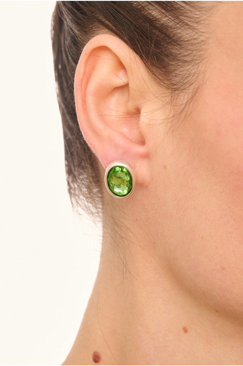 Kiraz Light Green Crystal Stoned Gold Plated Earring