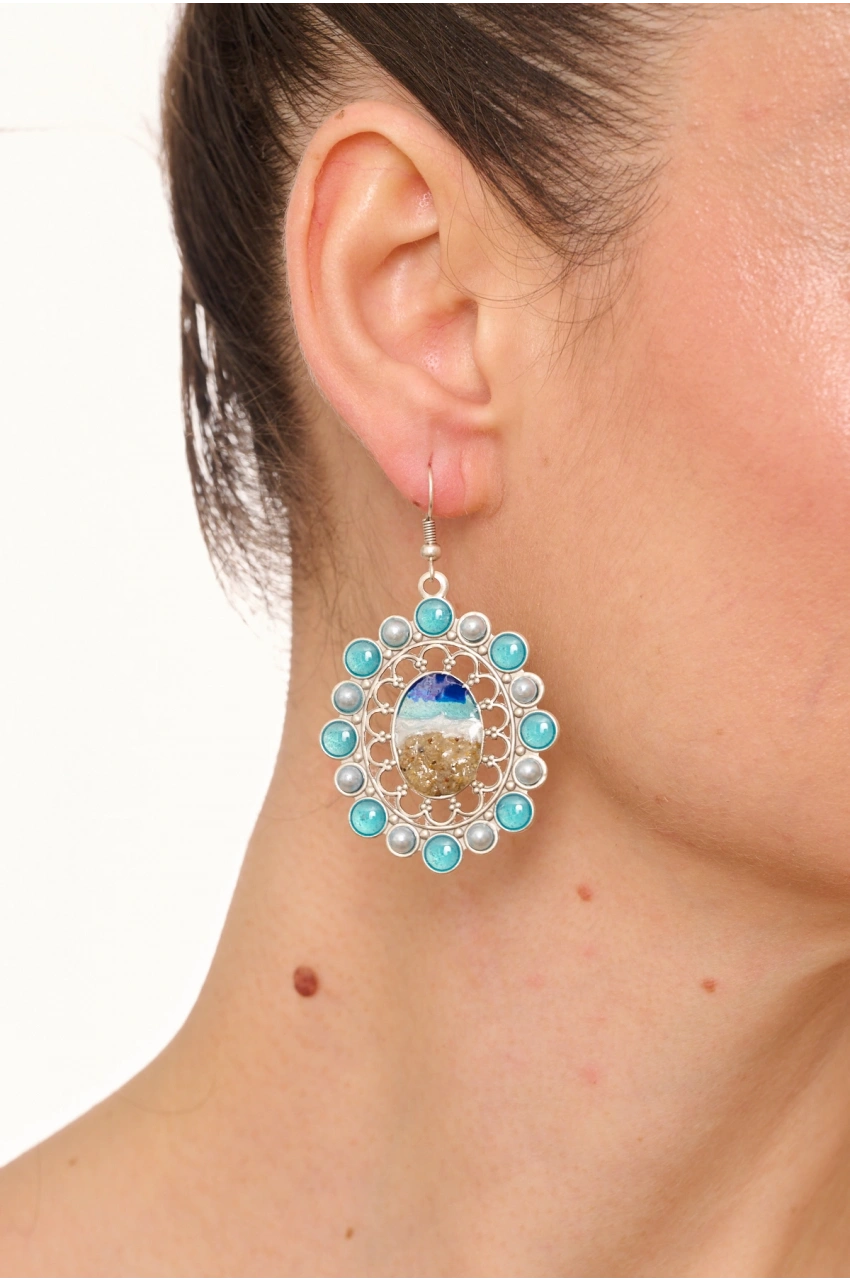 Kiraz Multicolored Enameled Silver Plated Earring