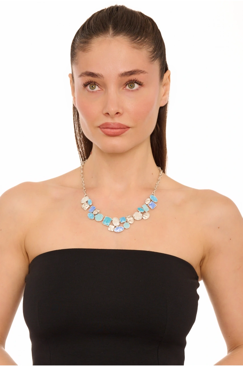 Kiraz Multicolored Enameled Silver Plated Necklace