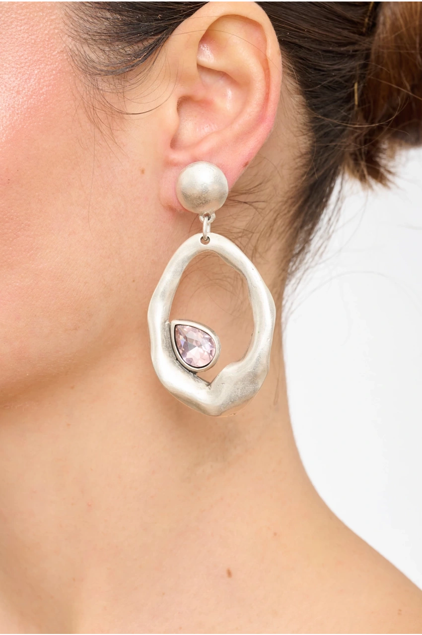 Kiraz Pink Crystal Stoned Silver Plated Bracelet