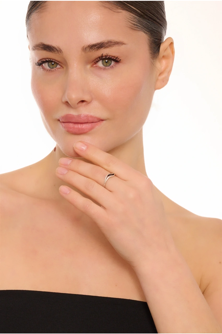 Kiraz Purple Crystal Stoned Silver Plated Ring