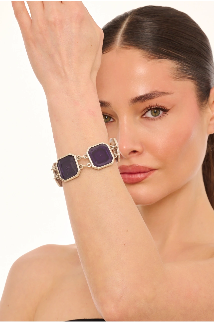 Kiraz Purple Enameled Silver Plated Bracelet