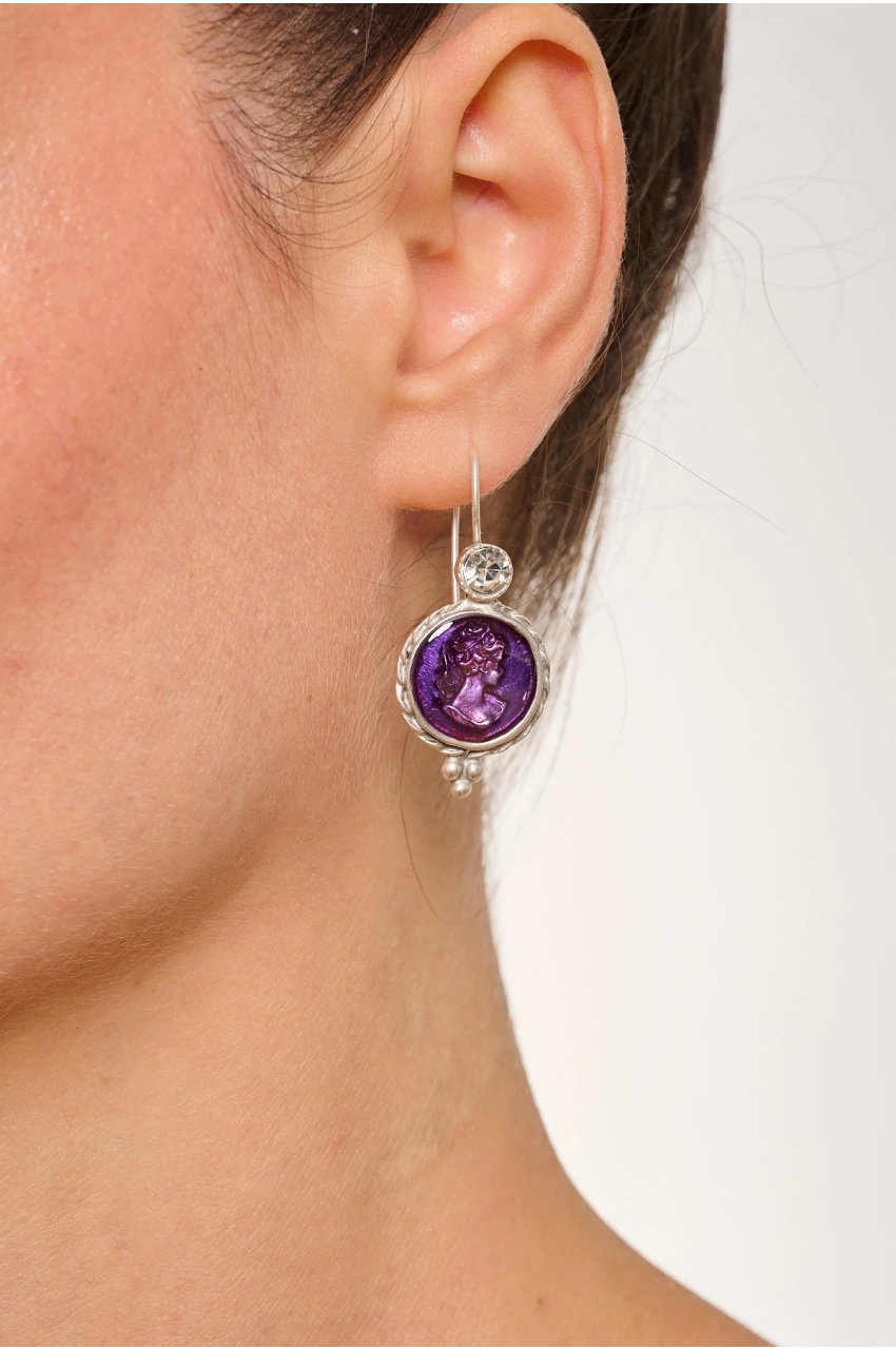 Kiraz Purple Enameled Silver Plated Ring