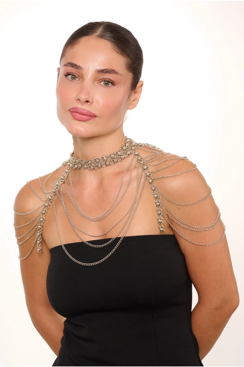 Kiraz Shoulder Accessory Silver Plated Body Accessory