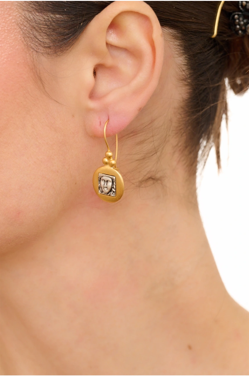 Kiraz Silver And Gold Plated Earring