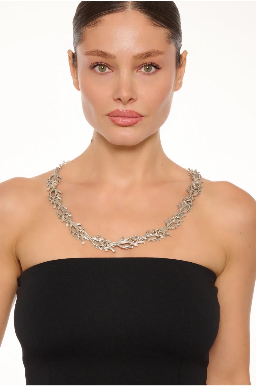 Kiraz Silver Plated Branch Necklace