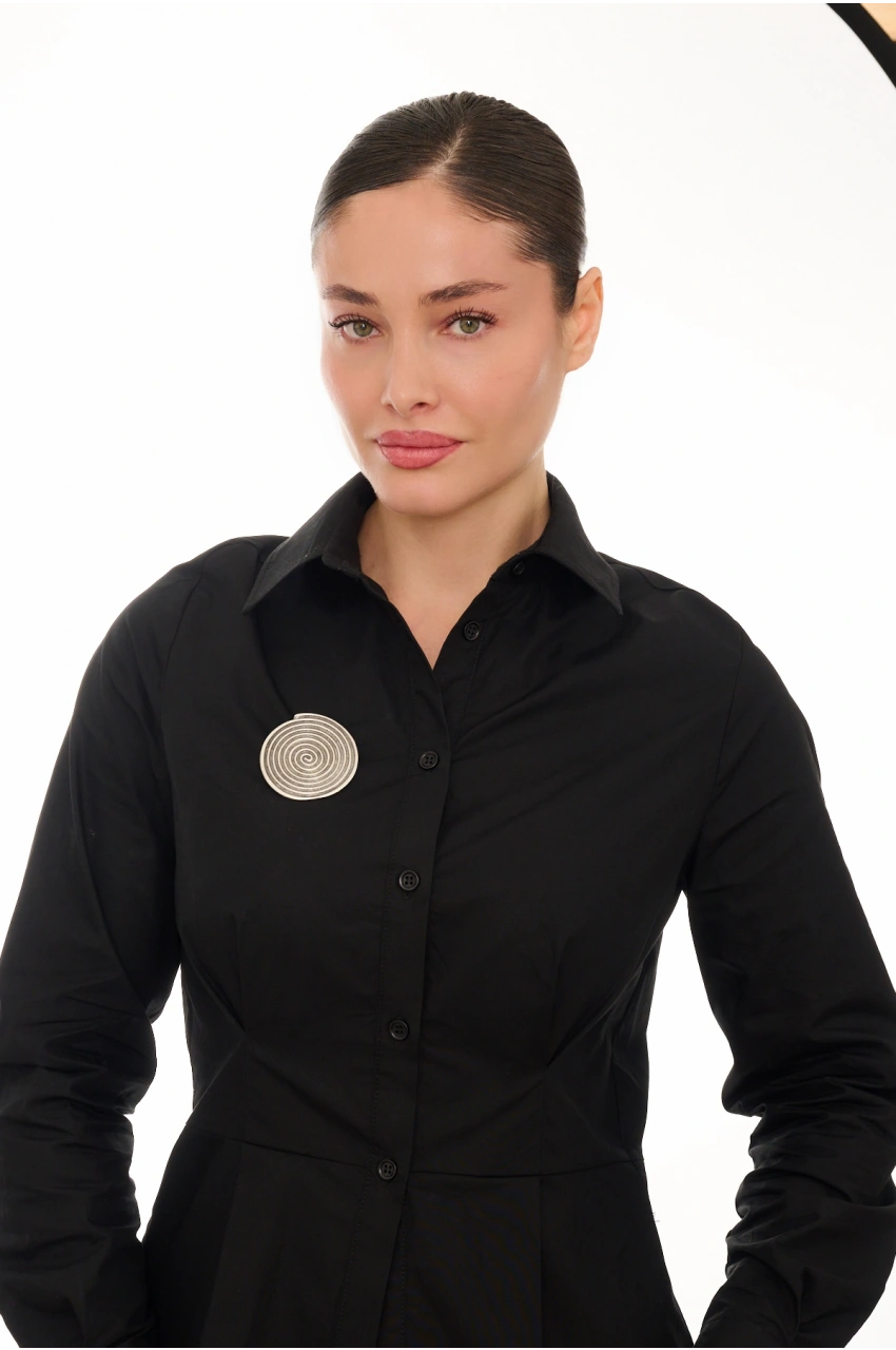 Kiraz Silver Plated Spiral Brooch