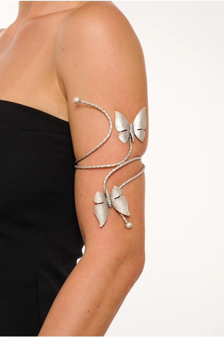 Kiraz Silver Plated Butterfly Arm Cuff