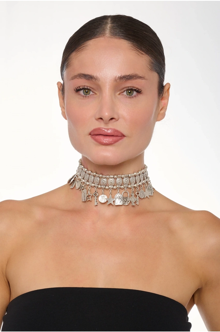 Kiraz Silver Plated Choker