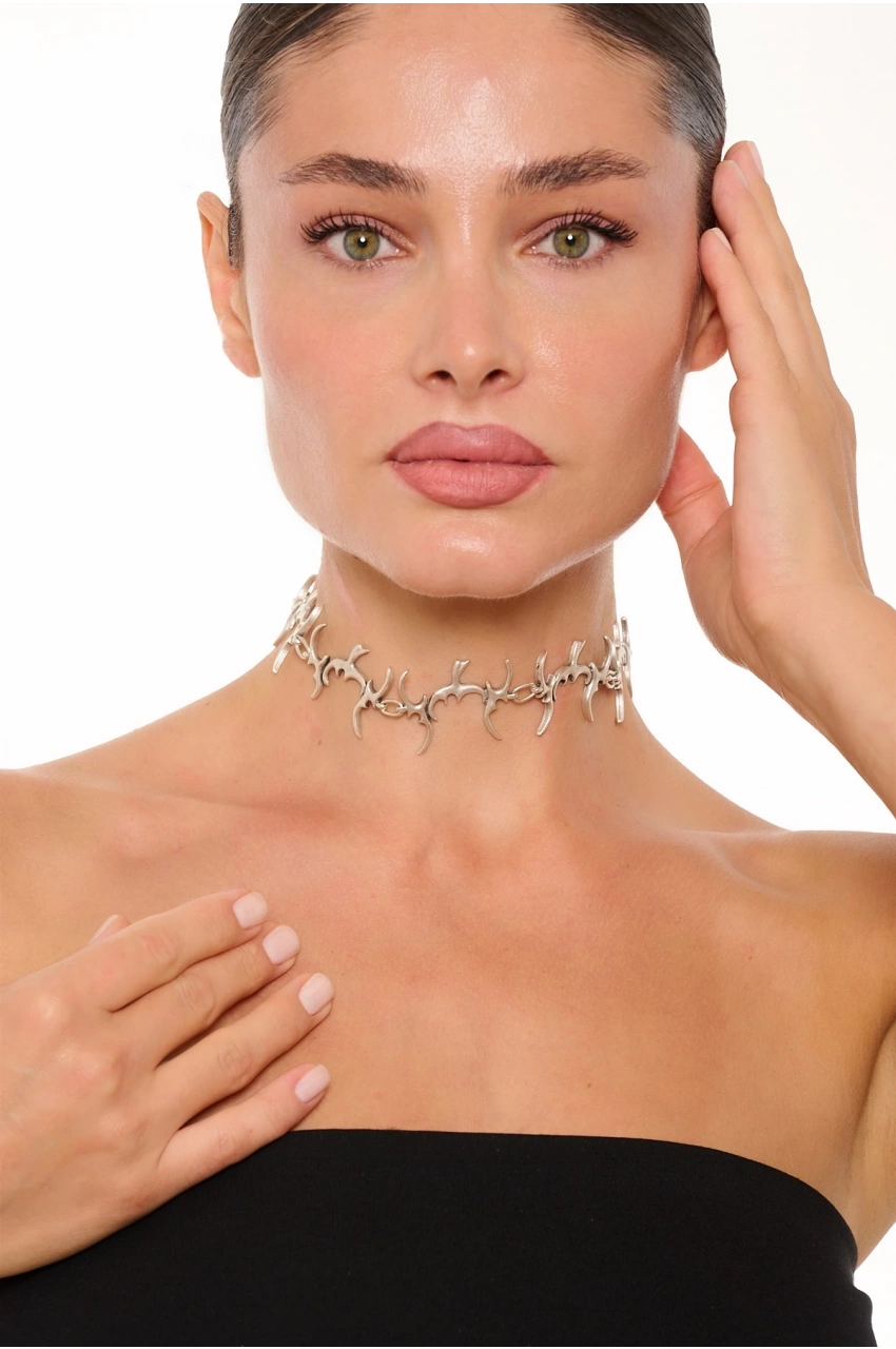 Kiraz Silver Plated Choker Necklace