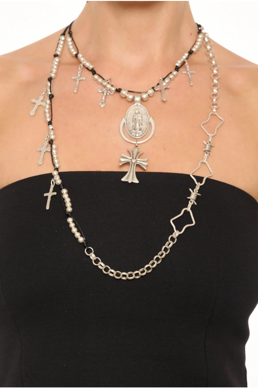 Kiraz Silver Plated Cross Necklace