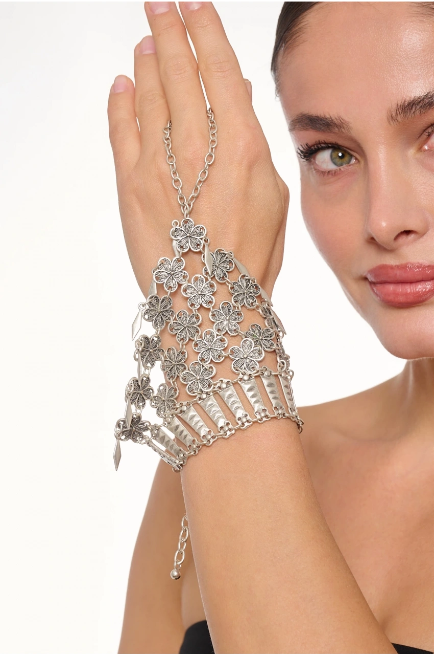 Kiraz Silver Plated Daisy Shahmaran Bracelet