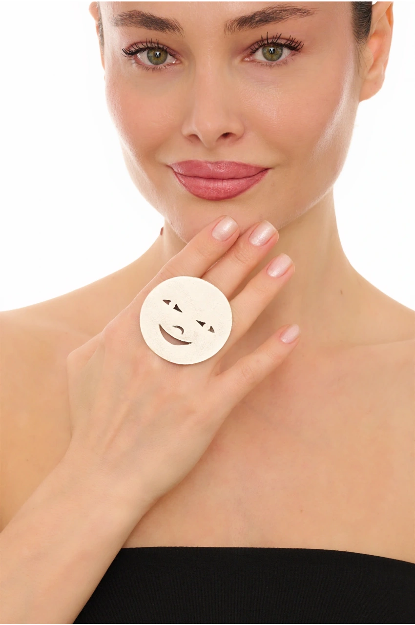 Kiraz Silver Plated Face Ring