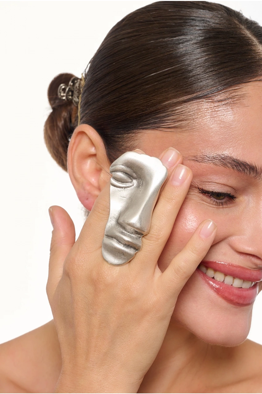 Kiraz Silver Plated Face Ring