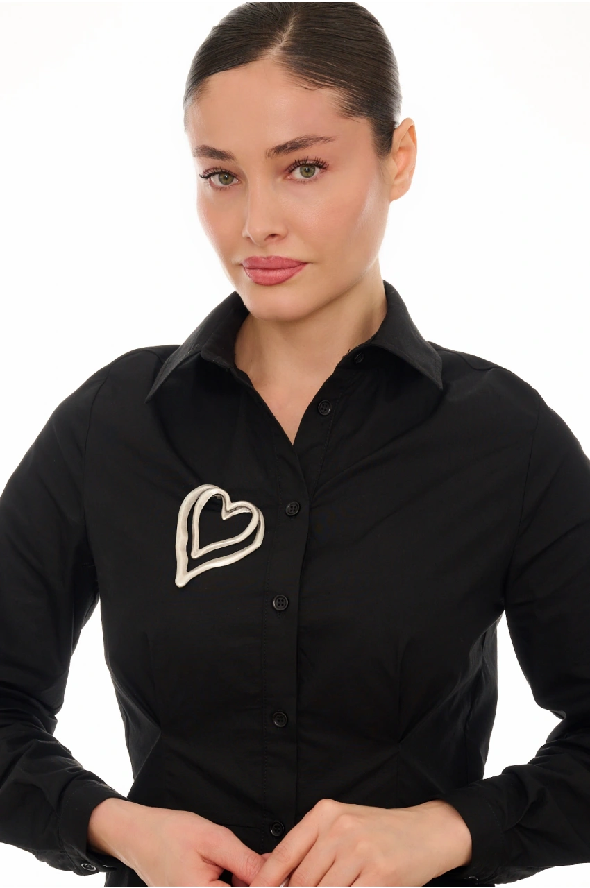 Kiraz Silver Plated Heart Brooch