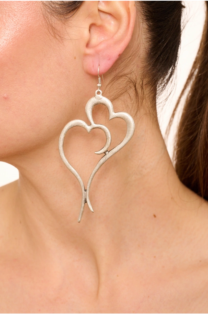 Kiraz Silver Plated Heart Earring