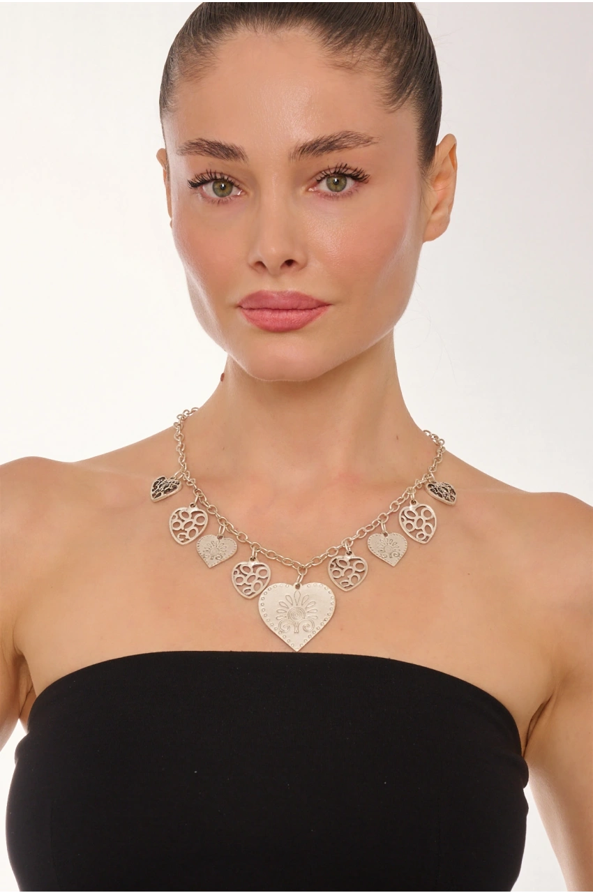 Kiraz Silver Plated Heart Necklace