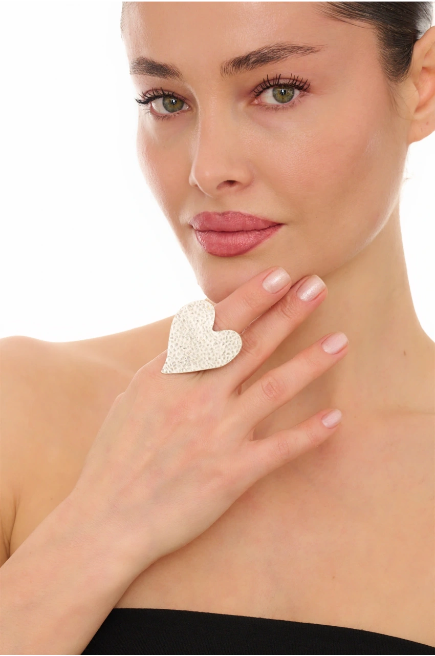 Kiraz Silver Plated Heart Ring