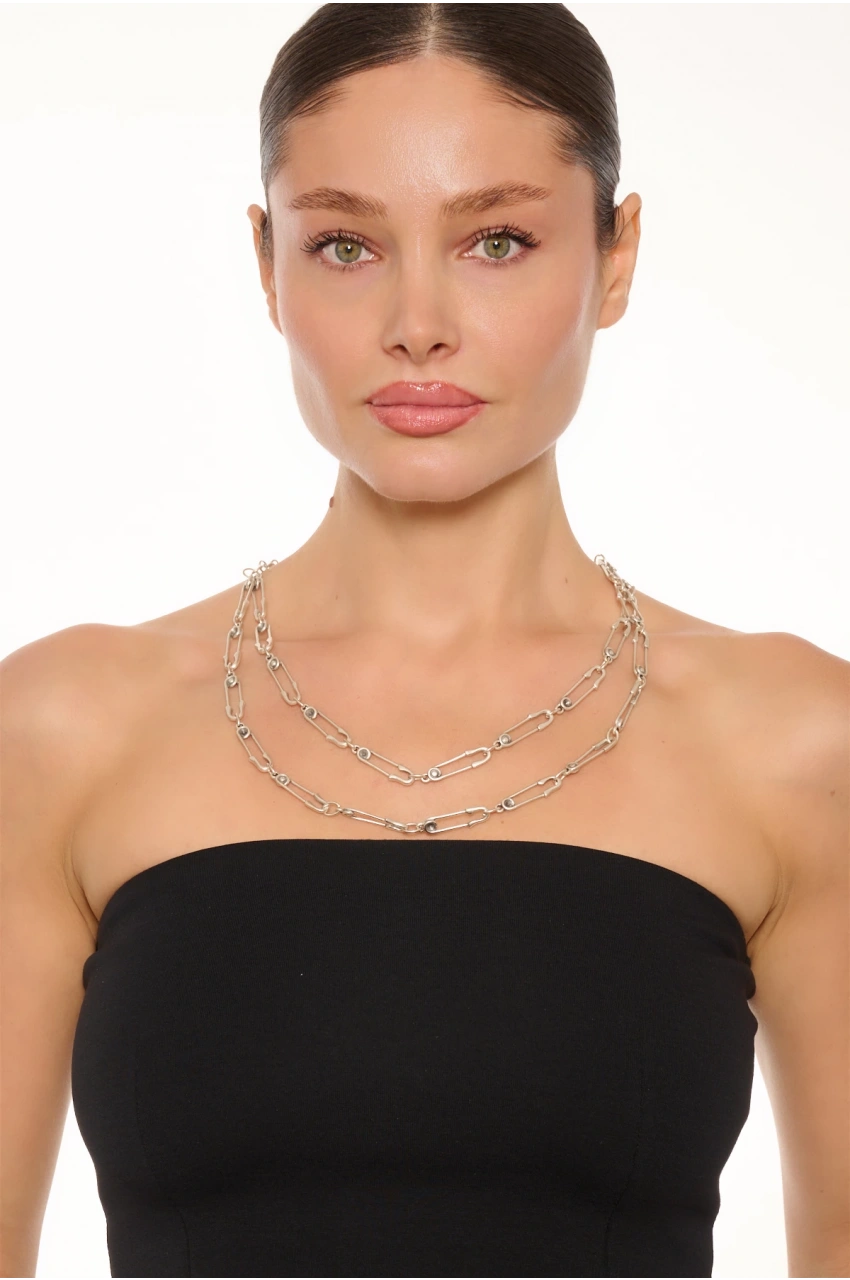 Kiraz Silver Plated Hook Necklace