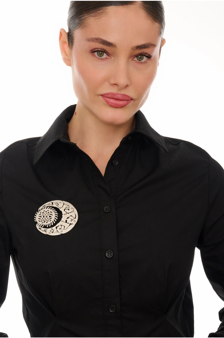 Kiraz Silver Plated Moon Brooch