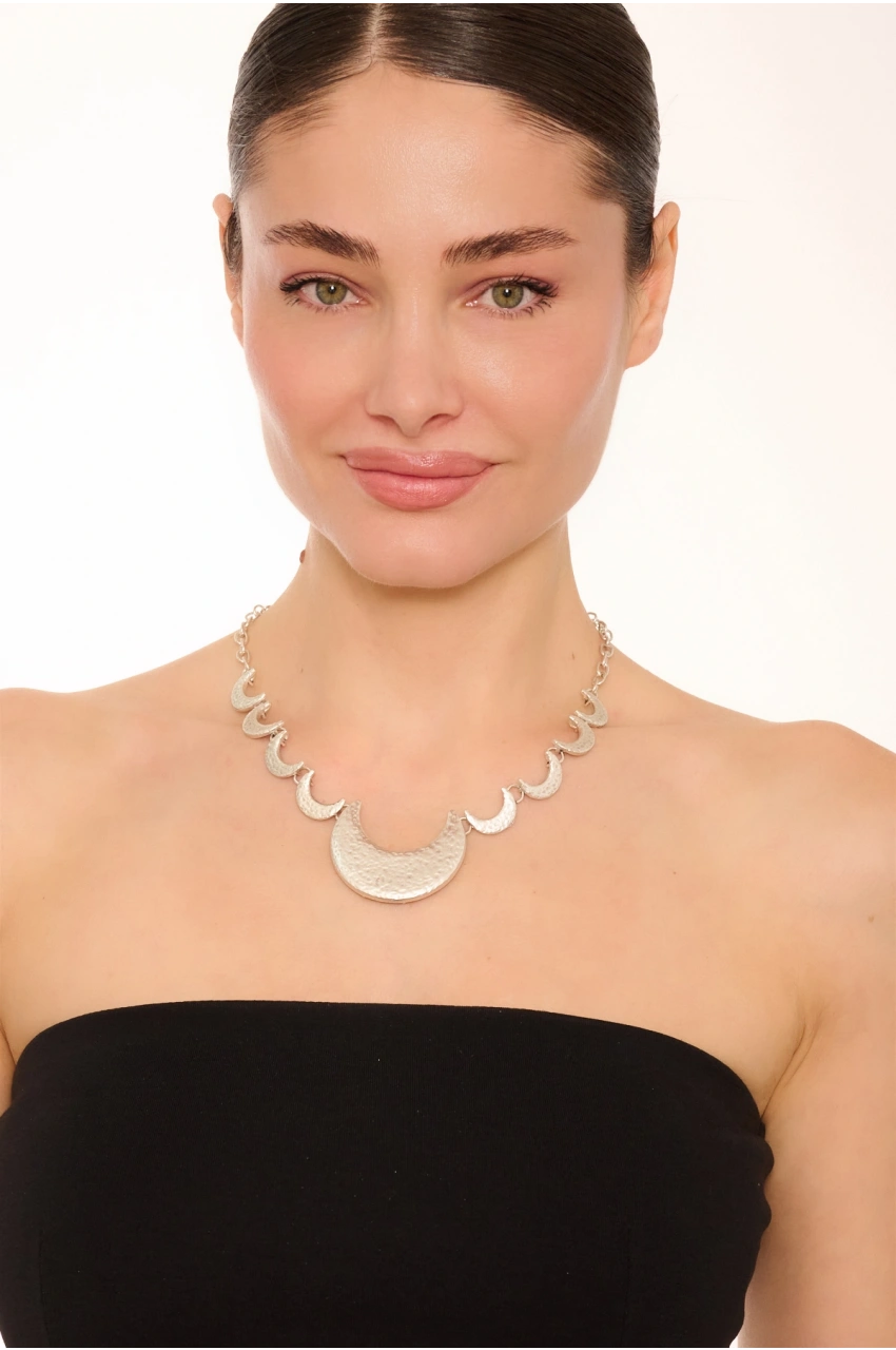 Kiraz Silver Plated Moon Necklace