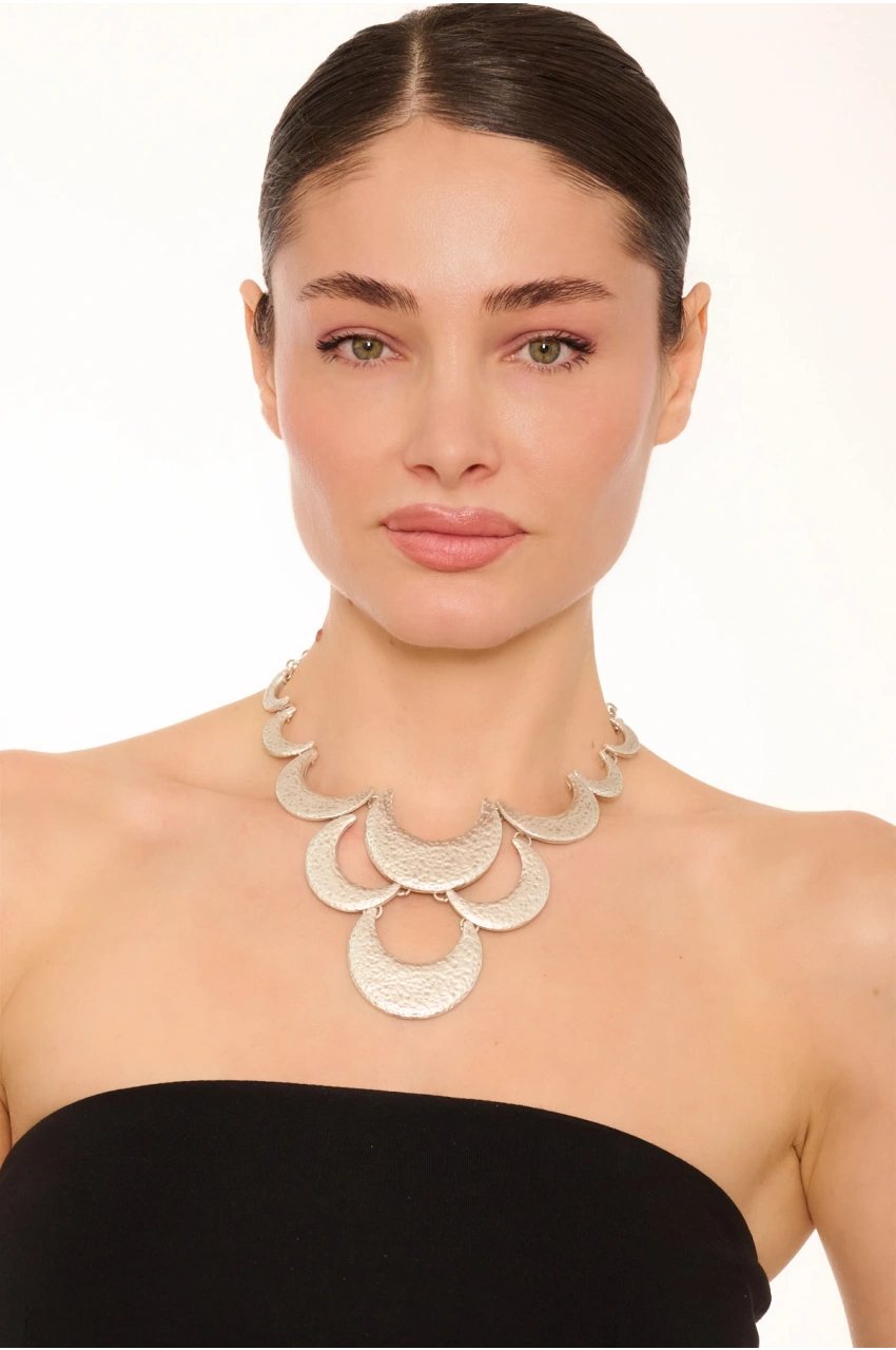 Kiraz Silver Plated Moon Necklace